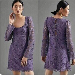 Maeve by Anthropologie Lace Mini Dress Lavender Purple Size 2 NWT